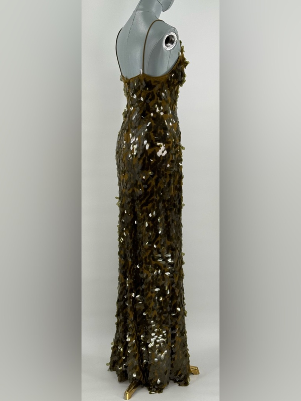 🆕 MISHA COLLECTION 🧿 NWOT Sapphire Sequins Maxi Dress, Olive - Sz L US 8 - Picture 6 of 16